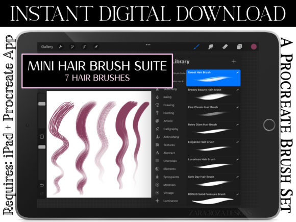 Download Procreate Hair Brush Suite Mini Pack - Procreate hair Collection