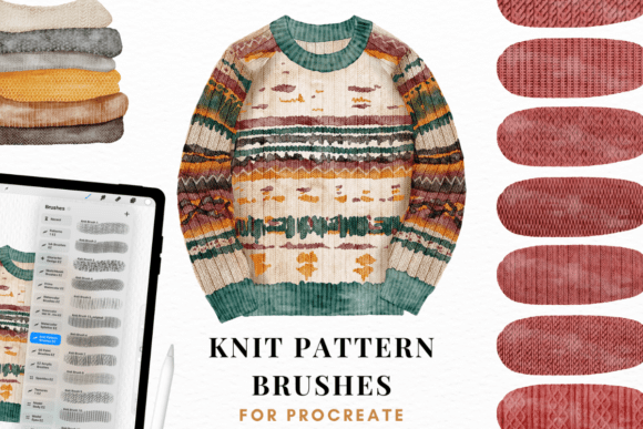 Download Knit Pattern Brushes for Procreate - Pattern brushes Collection