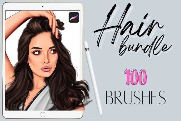 Download Procreate Hair Braids Curly Wavy Brushes - Procreate hair Collection