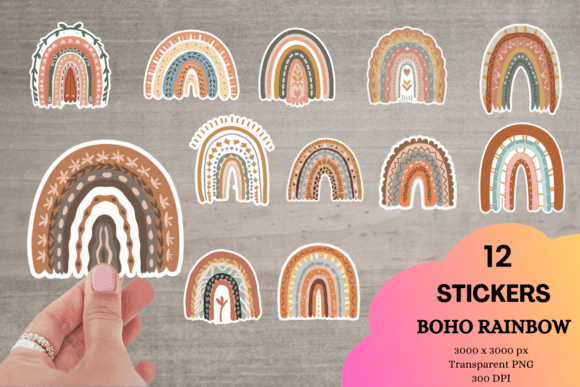 Download Boho Rainbow Digital Sticker Pack - Boho Collection