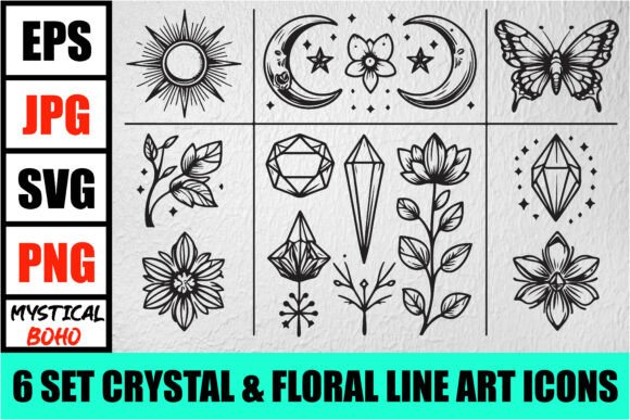 Download Mystic Boho Celestial Line Art Pack - Boho Collection