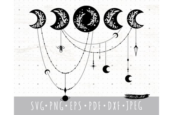 Download Floral Boho Moon Phases SVG PNG Files - Boho Collection