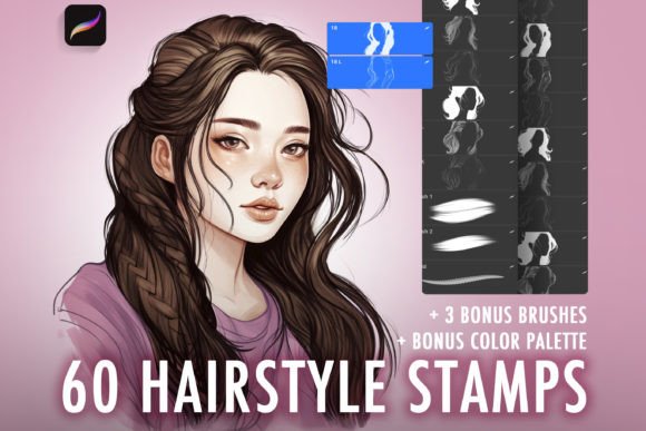 Download Procreate Hair Brushes and Stamps - Procreate hair Collection