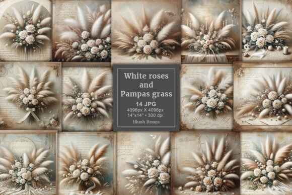 Download Boho Wedding White Roses Digital Paper - Boho Collection