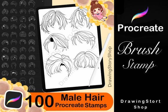 Download 100 Procreate Hair Male Stamps - Procreate hair Collection