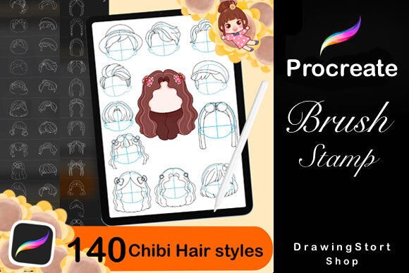 Download 140 Procreate Hair Stamp Brushes - Procreate hair Collection