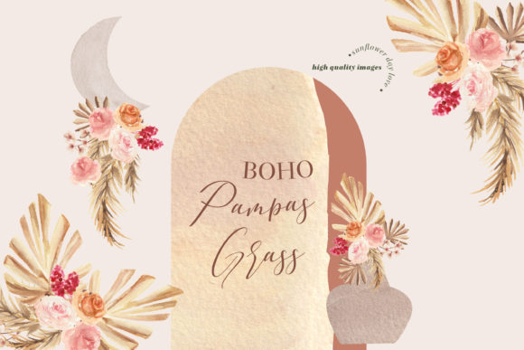 Download Frame Modern Boho Pampas Grass Whimsical - Boho Collection
