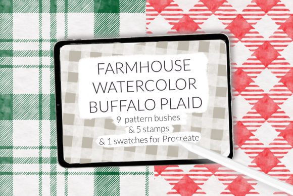 Download Buffalo Plaid Watercolor Pattern Brushes - Pattern brushes Collection
